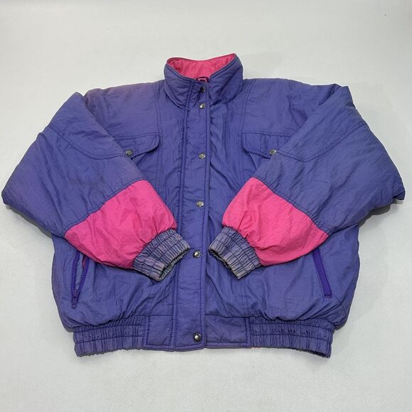 Rock Creek Insulated Jacket Purple With Pink Snap Front Closure, Size L - Picture 2 of 6